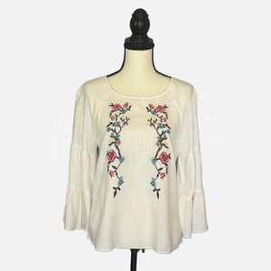 Chelsea and Theodore Blouse with  Floral Embroidery